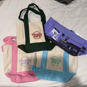 Trader Joe’s Canvas Tote Bag Set - Multicolor green not included!